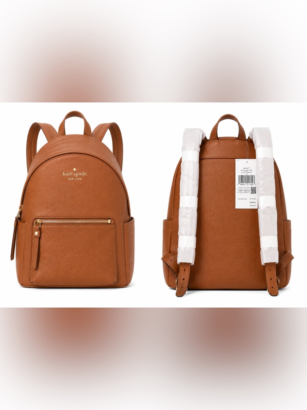Kate Spade Leila Large Dome Backpack Warm Ginger Pebbled Leather NWT $459 - Picture 2 of 4